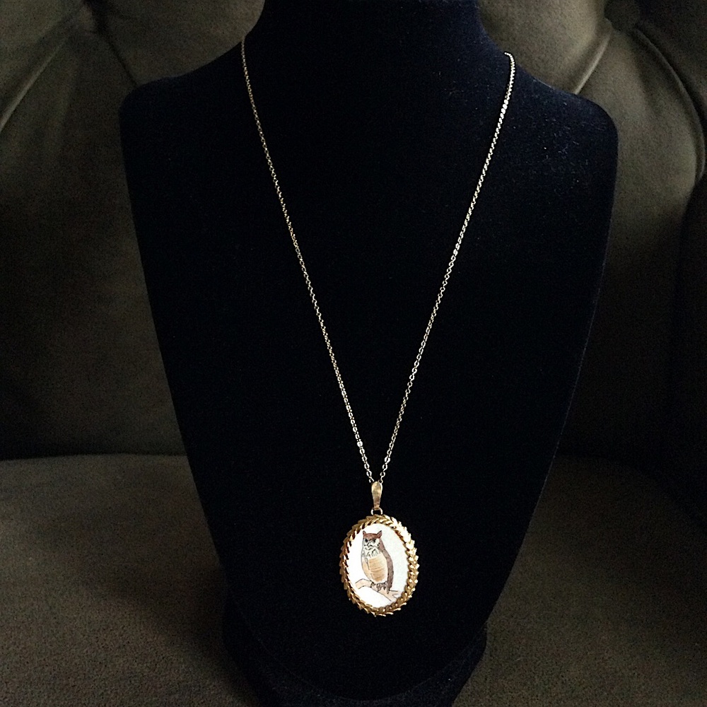 Vintage Krementz Scrimshaw Owl Necklace 🦉